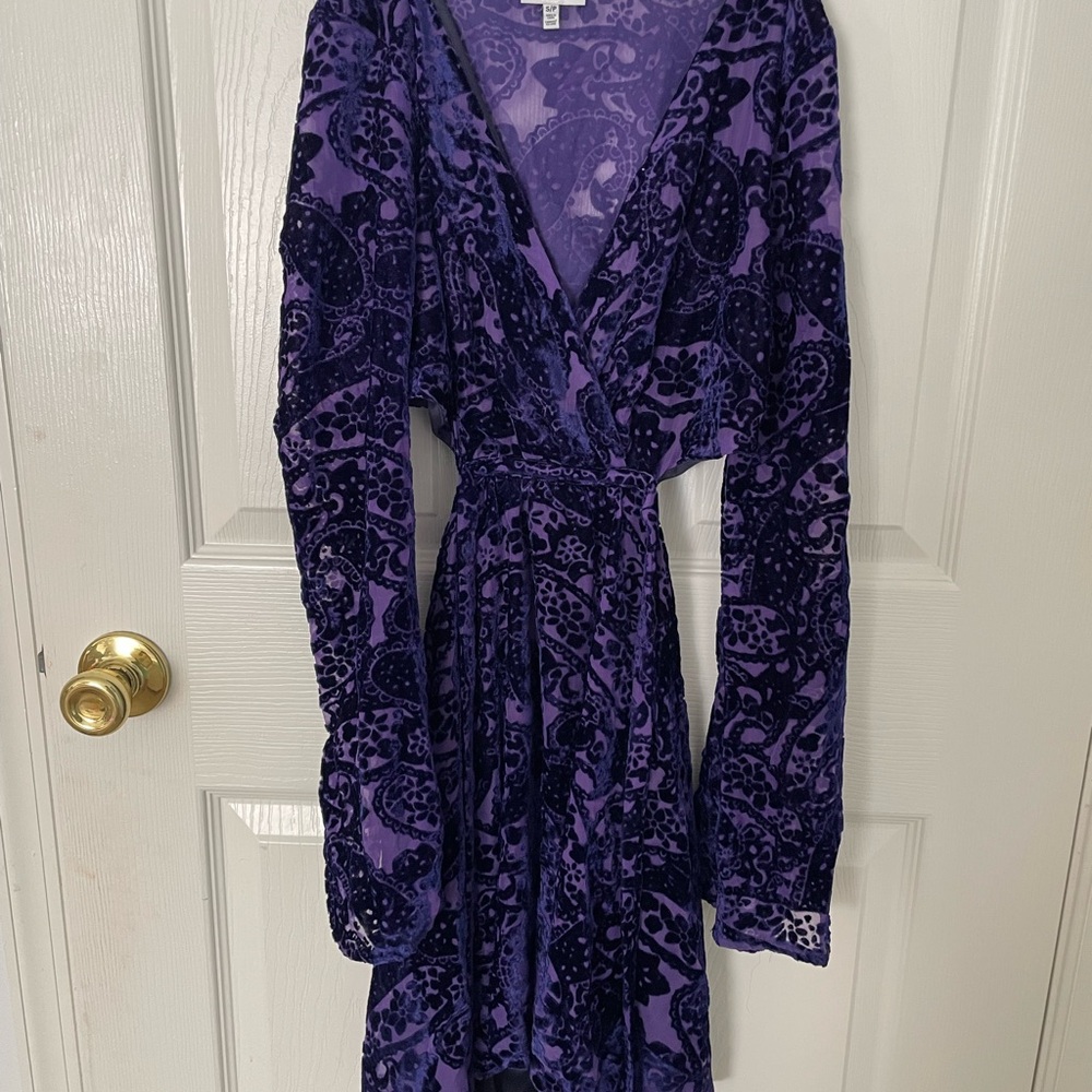 Tobi Purple Long Sleeve Wrap Dress for Cocktail